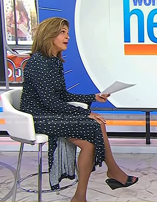 Hoda's black leather wedge sandals on Today