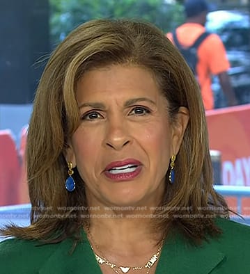 Hoda's blue drop earrings on Today