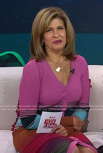 Hoda's multicolor striped ribbed dress on Today