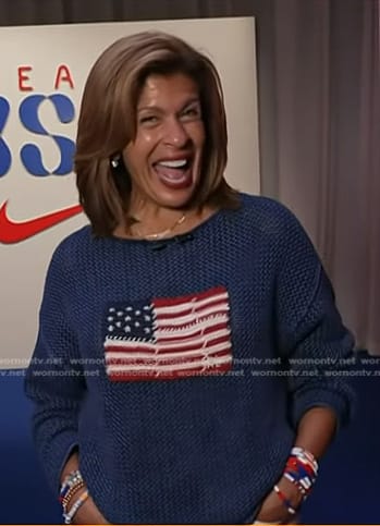 Hoda’s navy american flag knit sweater on Today