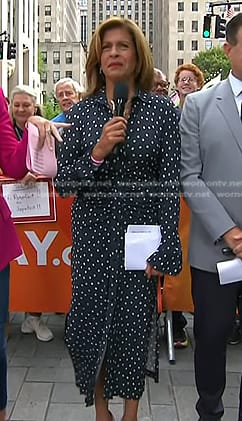 Hoda’s navy polka dot shirtdress on Today