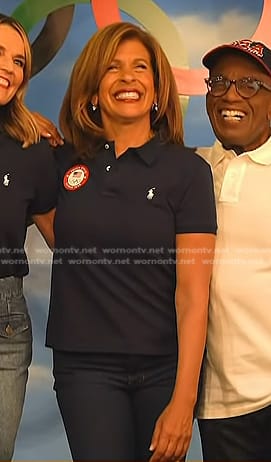 Hoda’s navy polo shirt on Today