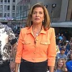 Hoda’s orange cropped jacket and black pants on Today