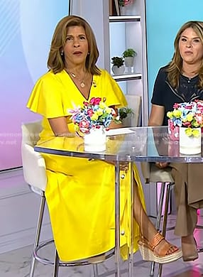 Hoda's orange leather wedge sandals on Today