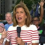 Hoda’s white and red striped short sleeve sweater on Today