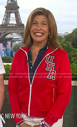 Hoda's red Team USA track jacket on Today