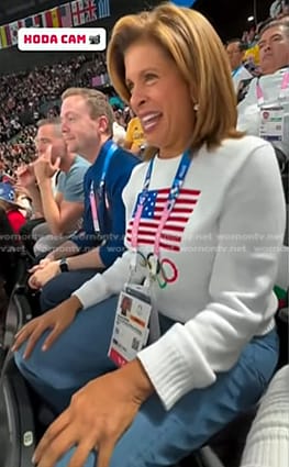 Hoda's white american flag knit sweater on Today