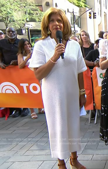 Hoda’s white pointelle knit dress on Today