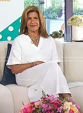 Hoda's white pointelle knit dress on Today