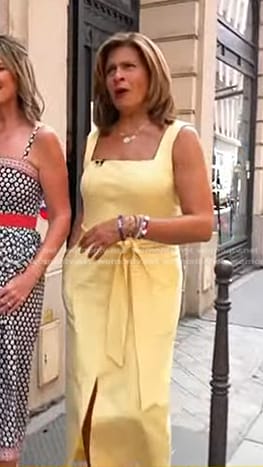 Hoda’s yellow tie waist dress on Today