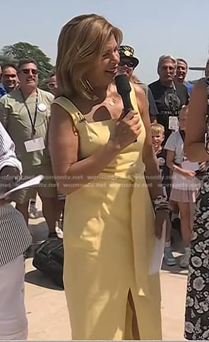 Hoda’s yellow tie waist dress on Today