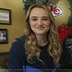 Hunter King’s navy and white colorblock sweater on Today