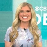 Ashley Bellman’s floral short sleeve mini dress on CBS Mornings