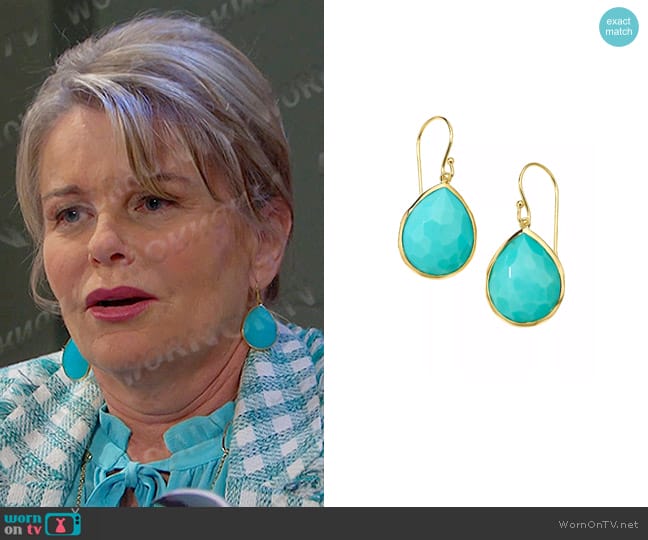 Ippolita Medium 18K Green Gold & Turquoise Teardrop Earrings worn by Bonnie Lockhart (Judi Evans) on Days of our Lives