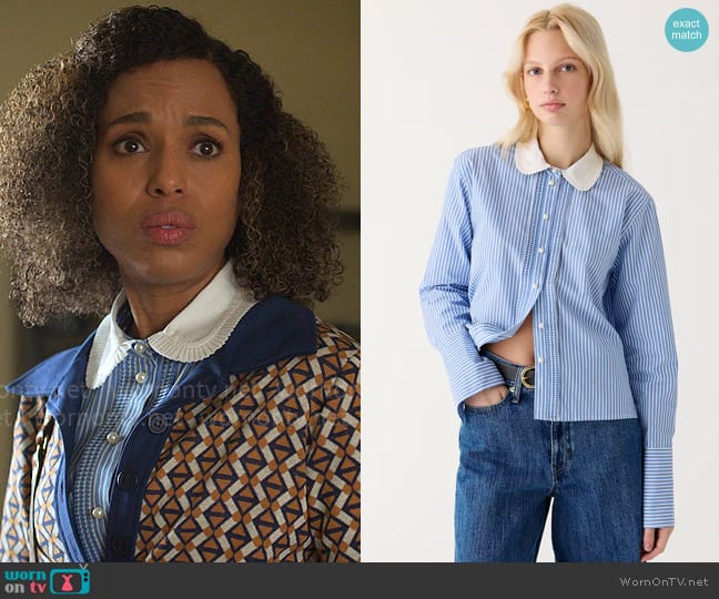 J. Crew Cropped garçon shirt with pearl buttons in stripe worn by Paige Alexander (Kerry Washington) on UnPrisoned