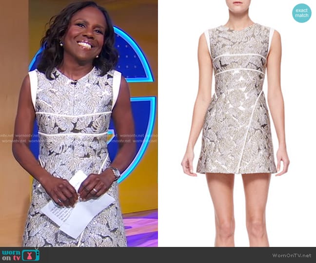 J. Mendel Sleeveless Embossed Foil Dress worn by Deborah Roberts on Good Morning America