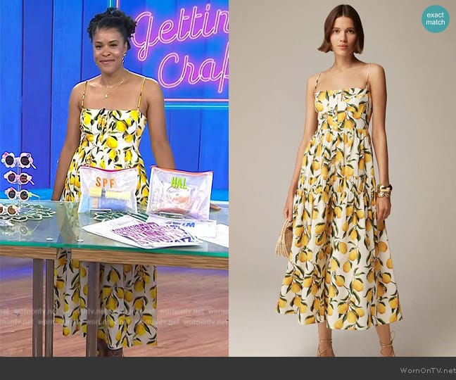 J. Crew A-line midi dress in limoncello worn by Amber Kemp on Today