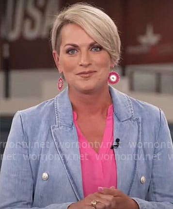 Jamie Yuccas’ denim blazer on CBS Mornings