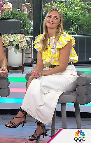 Jasmine Snow's yellow floral ruffle top on Today