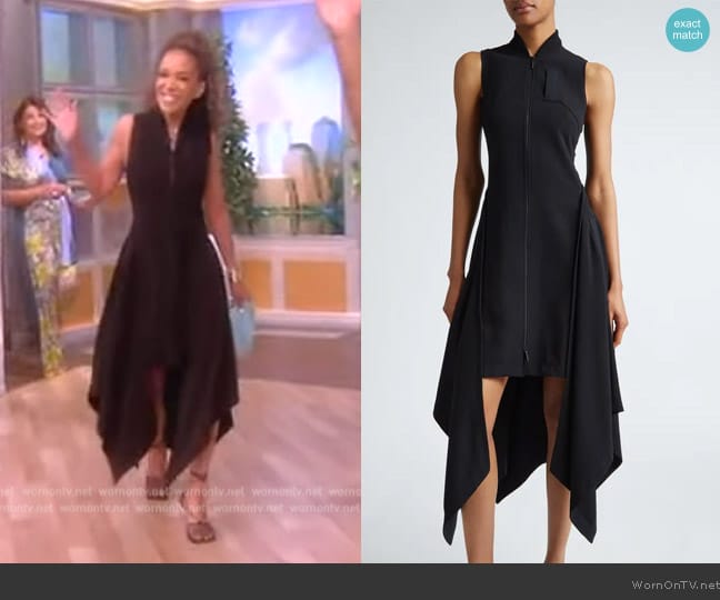 Jason Wu Fluid Crepe Bomber Fit & Flare Dress worn by Sunny Hostin on The View