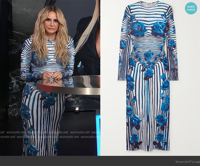 Jean Paul Gaultier Floral Printed Jersey Midi Dress worn by Keltie Knight on E! News