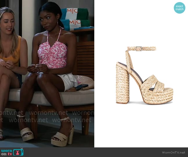 Jeffrey Campbell Yawl Platform Heeled Sandal worn by Trina Robinson (Tabyana Ali) on General Hospital