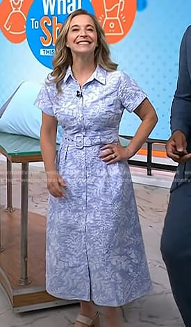 Jenn Falik's blue floral belted shirtdress on Today