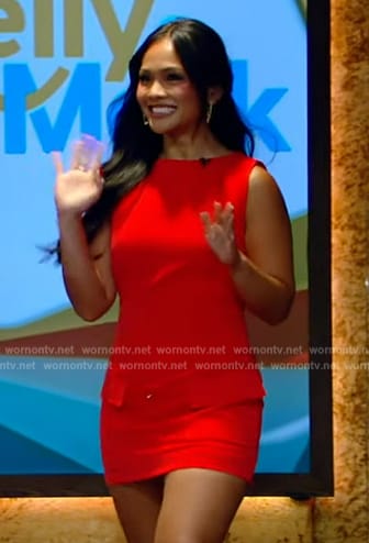 Jenn Tran's red pocket front mini dress on Live with Kelly and Mark