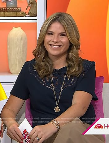 Jenna's navy lace yoke top on Today