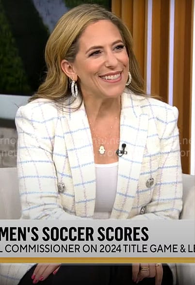 Jessica Berman’s checked blazer on CBS Mornings