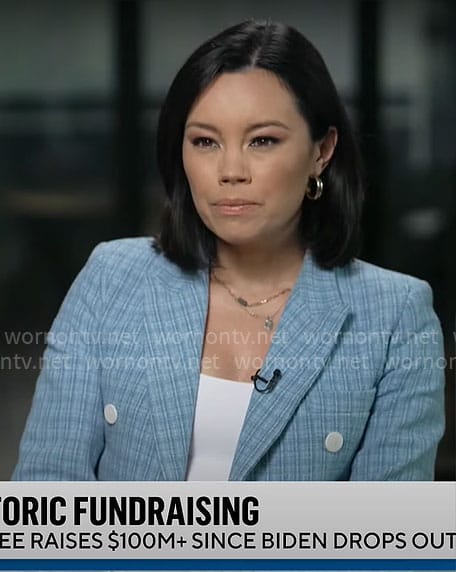 Jo Ling Kent's blue blazer with white buttons on CBS Mornings