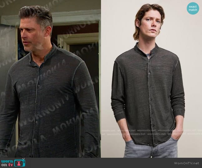 John Varvatos Trinity Band Collar Shirt worn by Eric Brady (Greg Vaughan) on Days of our Lives