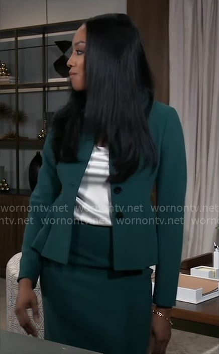 Jordan's teal green jacket and pencil skirt on General Hospital