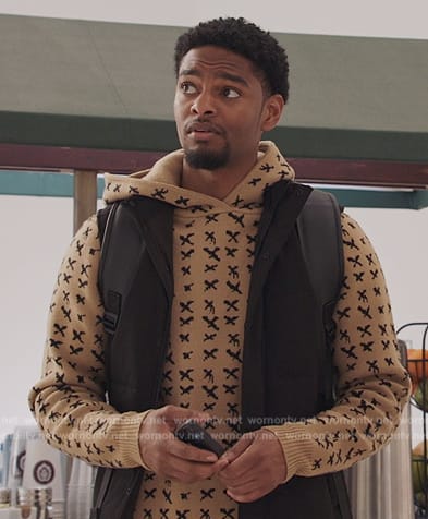 JR's beige bird print hoodie on All American Homecoming