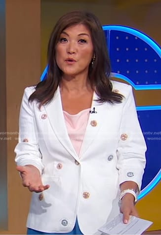 Juju's white embellished blazer on Good Morning America