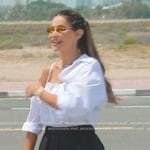 Juliana’s white poplin layered shirt and black shorts on The Real Housewives of Dubai