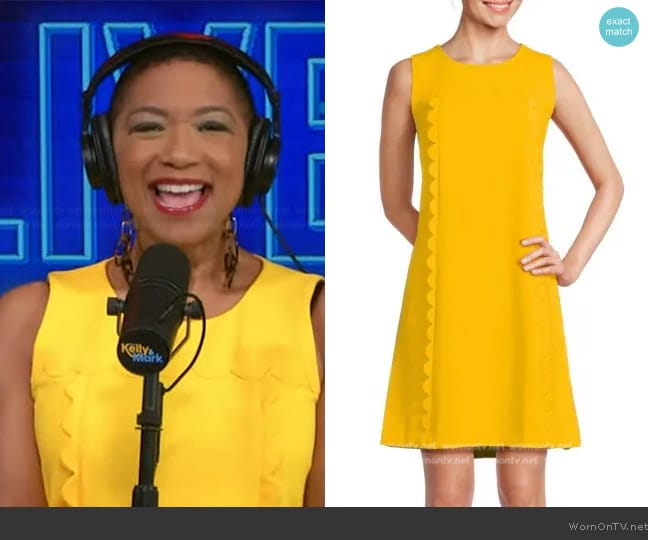 Karl Lagerfeld Paris Scuba Scalloped Shift Dress worn by Deja Vu on Live with Kelly and Mark