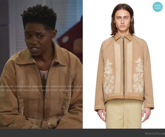 Kartik Research Beige T-Pattern Jacket worn by Tamia Cooper (Bre Z) on All American