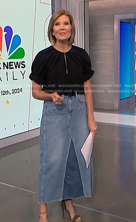 Kate's black top and denim skirt on NBC News Daily