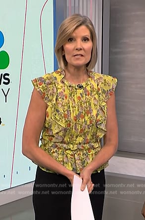 Kate's yellow floral print ruffle top on NBC News Daily