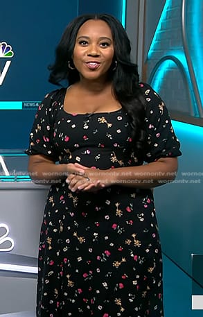 Kay's black floral square neck dress on NBC News Daily