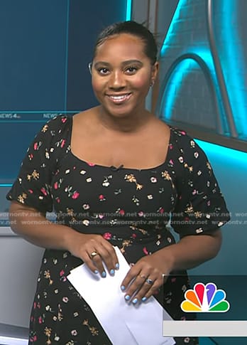 Kay’s black floral square neck dress on NBC News Daily