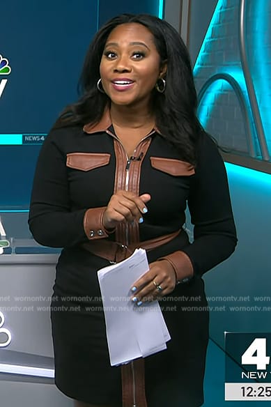 Kay's black contrast leather dress on NBC News Daily