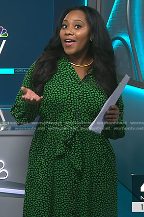 Kay Angrum's green floral shirtdress on NBC News Daily