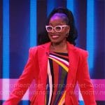 Keke Palmer’s rainbow stripe mini dress and red blazer on Password