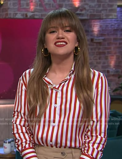 Kelly's red stripe shirt on The Kelly Clarkson Show