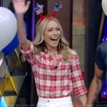 Kelly’s red plaid blouse on Live with Kelly and Mark