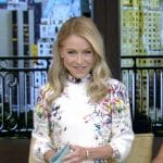 Kelly’s white floral print dress on Live with Kelly and Mark