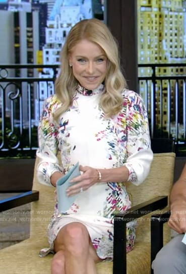 Kelly's white floral print dress on Live with Kelly and Mark