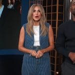 Keltie’s blue pinstripe vest and pants on E! News